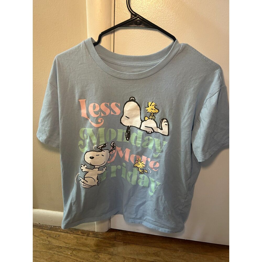 Peanuts Snoopy Woodstock "Less Monday More Friday" Blue Graphic Tee XL